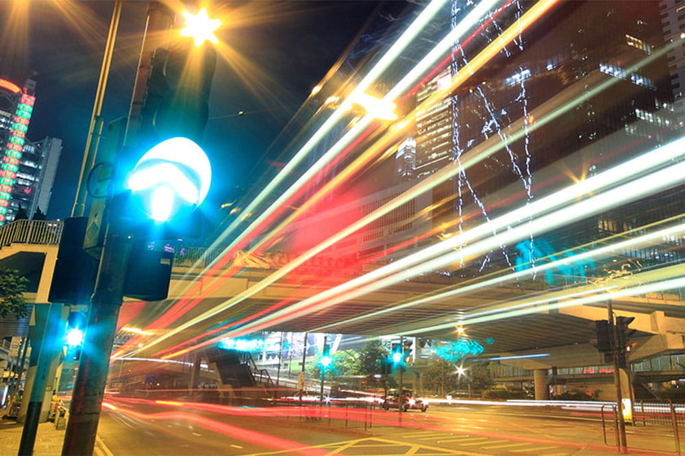 City lights in time lapse